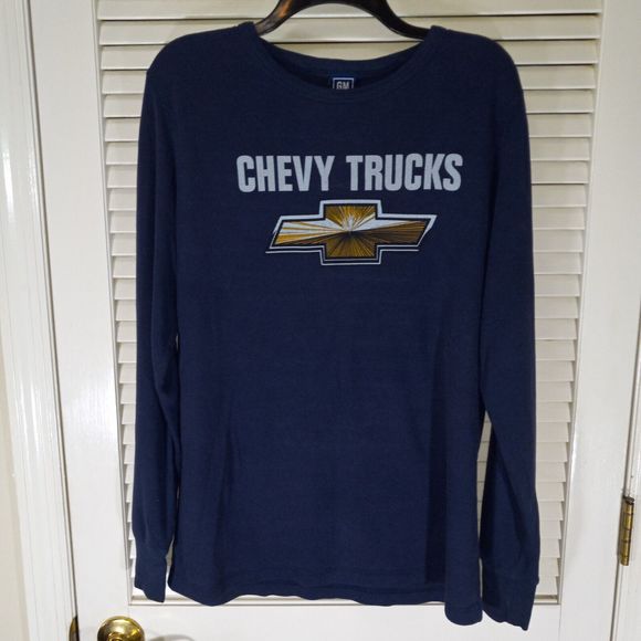 Mens GM Chevy Trucks Long Sleeve Navy Thermal Pullover Shirt XL Chevrolet - Picture 1 of 12